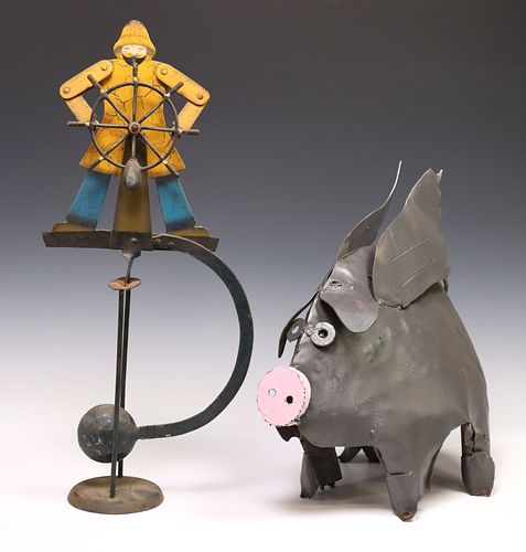 (2) PAINT-DECORATED METAL