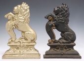 (2) PAINTED CAST IRON LION SEJ