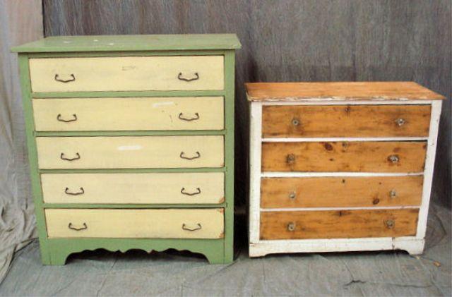 2 Painted Chests. Green chest-42" x