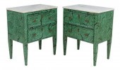 (2) PAINTED FAUX MALACHITE MAR