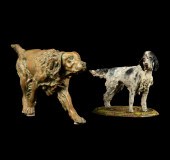 (2) Painted metal dog figures,