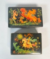 2 PAINTED PALEKH BOXES2 painte