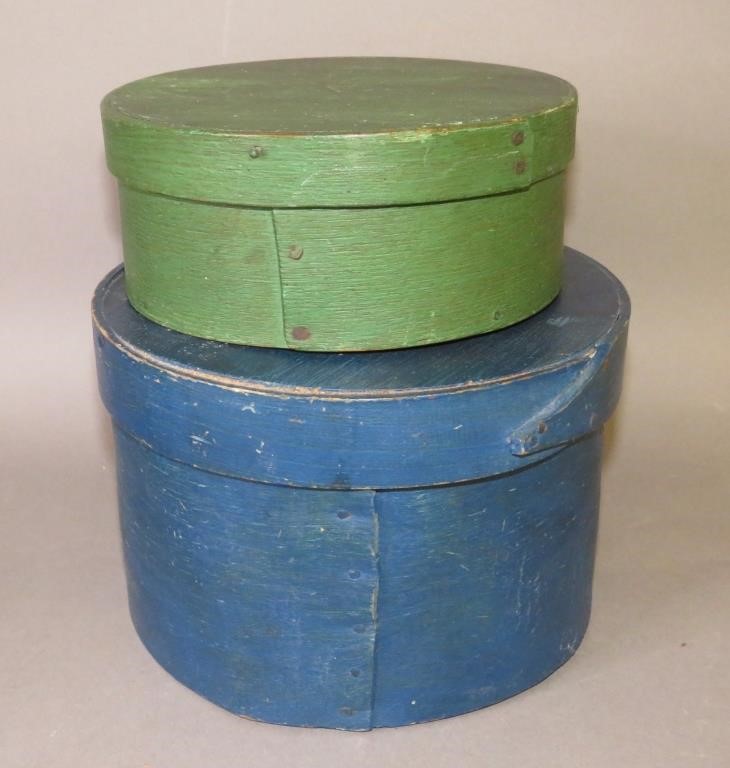 2 PAINTED ROUND WOODEN PANTRY