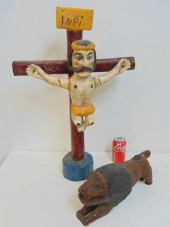 2 PAINTED WOOD CARVINGS, JESUS