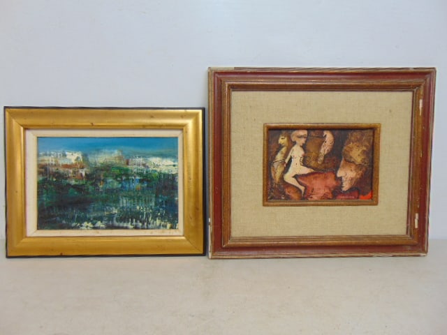 2 PAINTINGS, ABSTRACT & FIGURES,