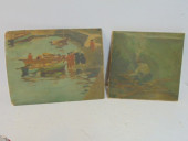 2 PAINTINGS, DIVER ON AIR HOSE