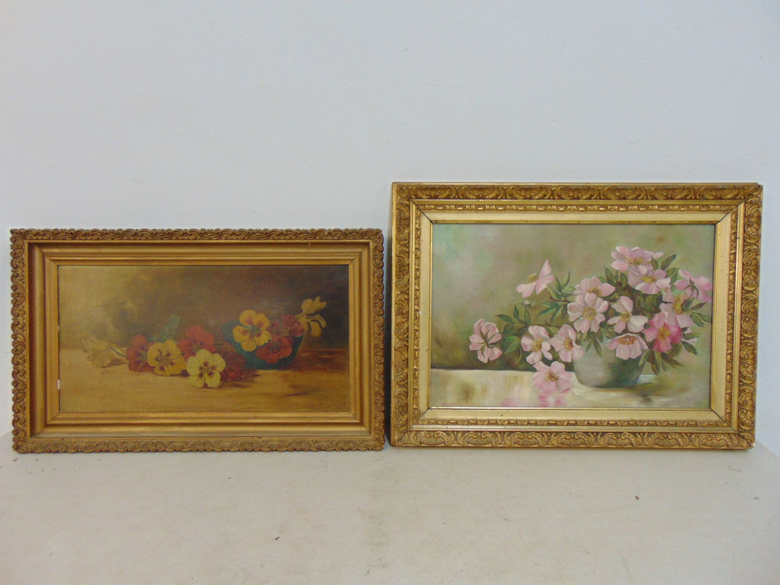 2 PAINTINGS, FLORAL STILL-LIFES,
