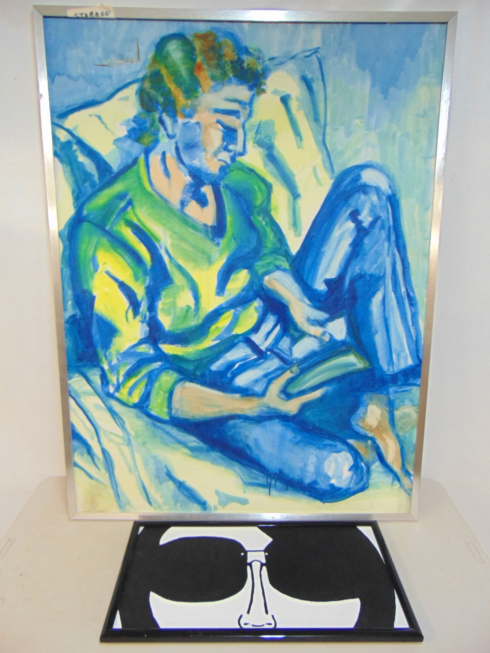2 PAINTINGS, MAN READING BOOK &
