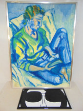 2 PAINTINGS, MAN READING BOOK