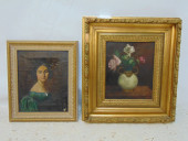 2 PAINTINGS, PORTRAIT & FLORAL