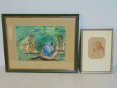 2 PAINTINGS, PORTRAIT GIRL BY