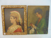 2 PAINTINGS, PORTRAIT OF WOMAN