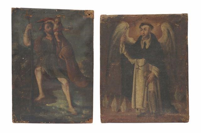 (2) PAINTINGS ST CHRISTOPHER & ST