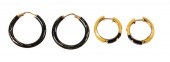 (2) Pair 18k enamel hoop earri