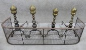 2 PAIR ANDIRONS & SCREENLot of