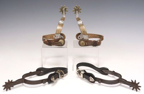 (2 PAIR) COWBOY SPURS, ONE CROCKETT