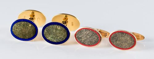 2 PAIR MEN'S GOLD CUFFLINKS1st