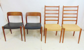 2 PAIR MID CENTURY CHAIRS, PAI