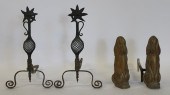 2 PAIR OF ANDIRONS BASSET HOUN