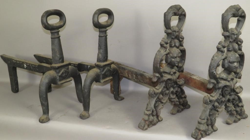 2 PAIR OF CAST IRON ANDIRONSca.