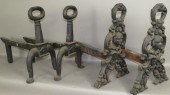 2 PAIR OF CAST IRON ANDIRONSca