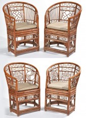 2 PAIR OF CHINESE BAMBOO ARMCH