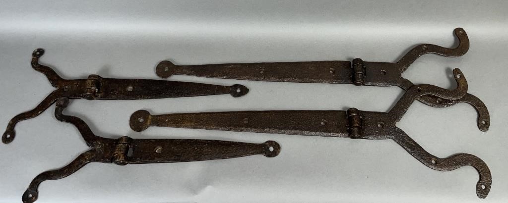 2 PAIR OF HAND WROUGHT IRON WRAPPED