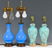 2 PAIR OF LAMPS, PRUNUS & TURQ