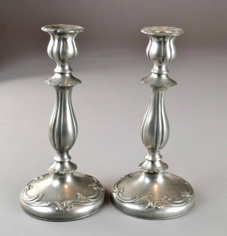 (2) PAIR OF PEWTER