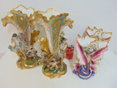 2 PAIR PORCELAIN FIGURAL FLAIR
