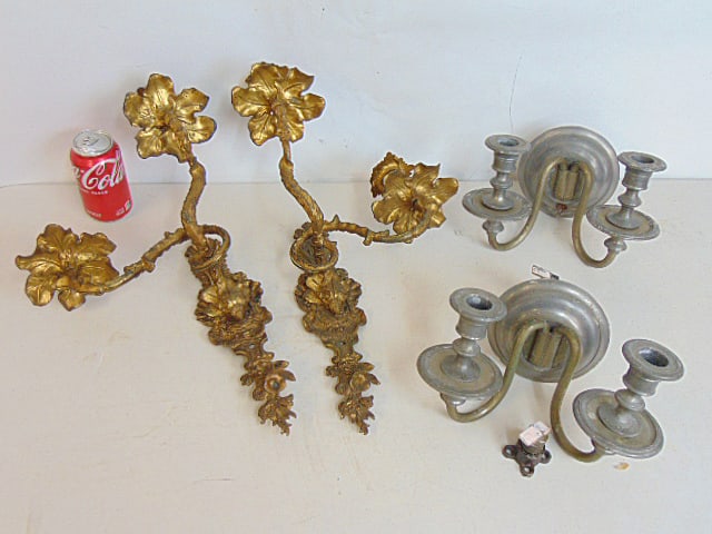 2 PAIR WALL SCONCES, PAIR ENGLISH