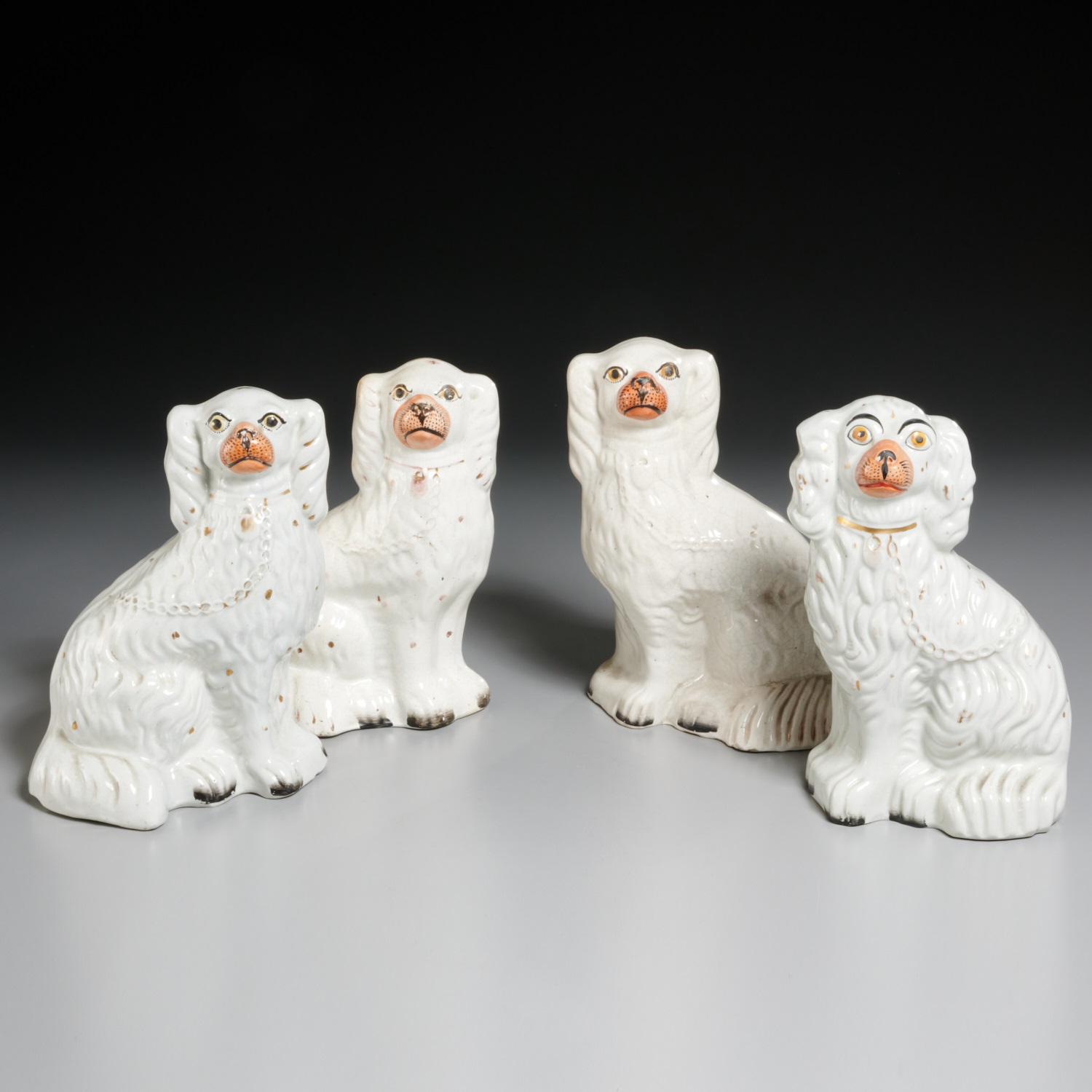 (2) PAIR WHITE STAFFORDSHIRE DOGS