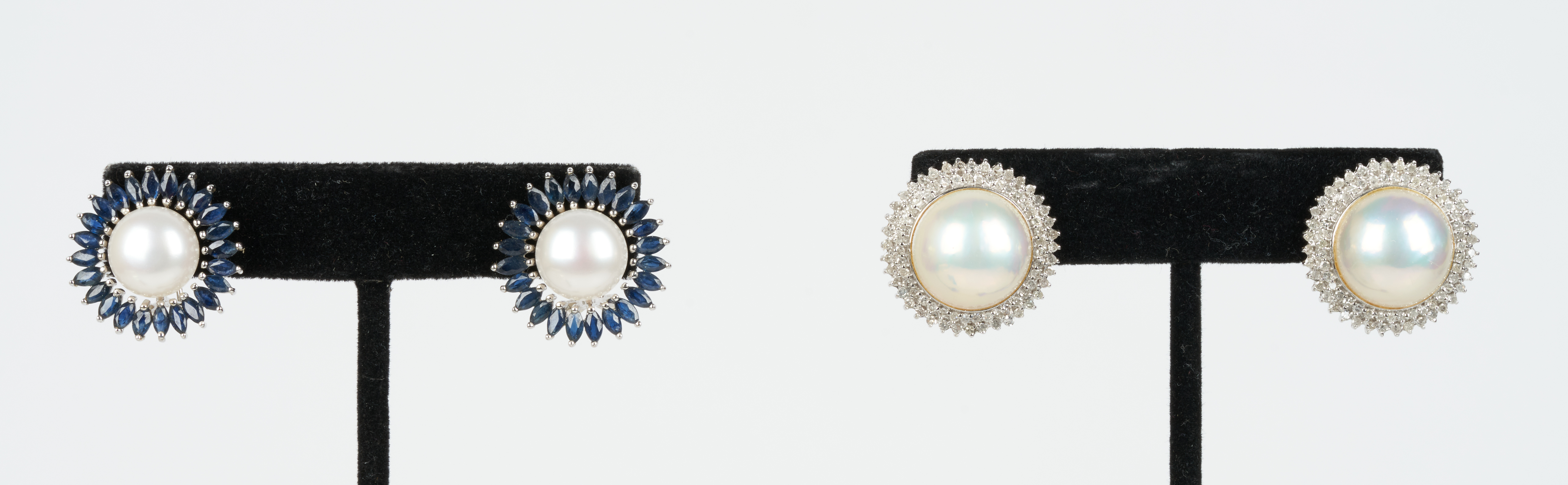 (2) Pairs 14K Diamond, Pearl and