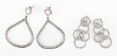 (2) Pairs 14K white gold diamo