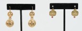 (2) Pairs 18K Yellow Gold Etru