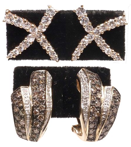 (2 PAIRS) ESTATE 14KT GOLD &AMP;