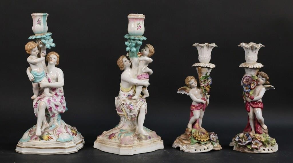 2 PAIRS FIGURAL GERMAN PORCELAIN