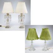 (2) PAIRS GLASS LUSTER & CANDL