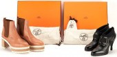 2 PAIRS HERMES CALFSKIN BOOTIE