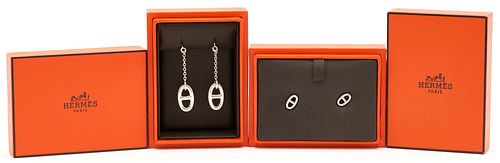 2 PAIRS HERMES CHAINE D'ANCRE