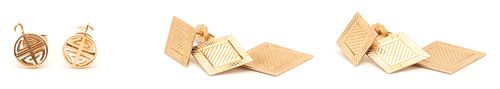 2 PAIRS LADIES' 14K GOLD