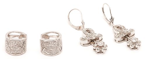 2 PAIRS LADIES WHITE GOLD