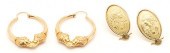 2 PAIRS LADIES YELLOW GOLD EAR