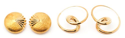 2 PAIRS OF 18K GOLD EARRINGS1st