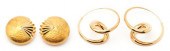 2 PAIRS OF 18K GOLD EARRINGS1s