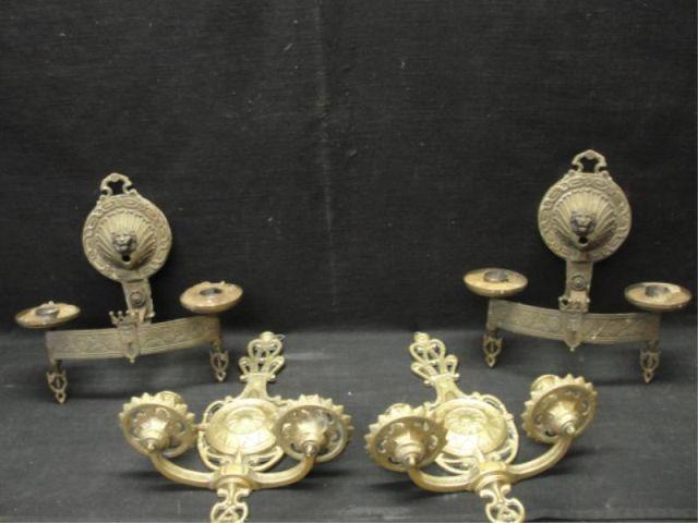 2 Pairs of 2 Arm Gilt Metal
