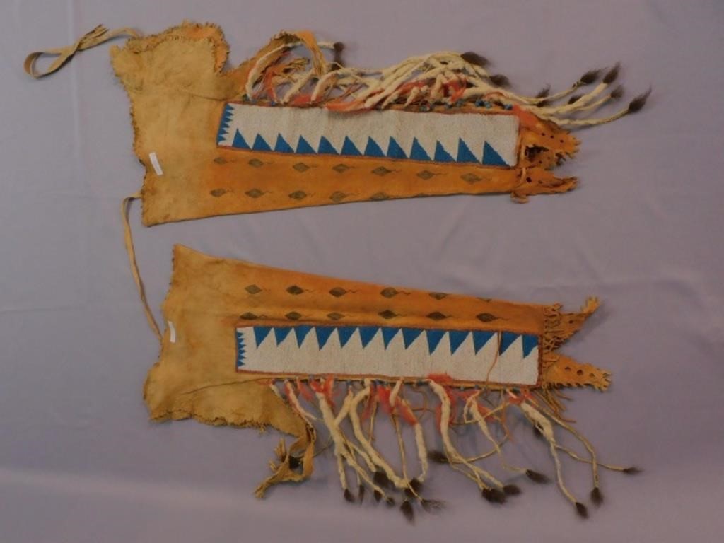 (2) PAIRS OF BLACKFOOT BEADED
