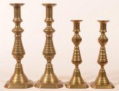 2 PAIRS OF BRASS 19TH CENT. BE