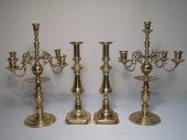 2 pairs of brass candle sticks
