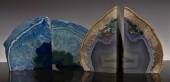 2 PAIRS OF BRAZILIAN BLUE AGAT